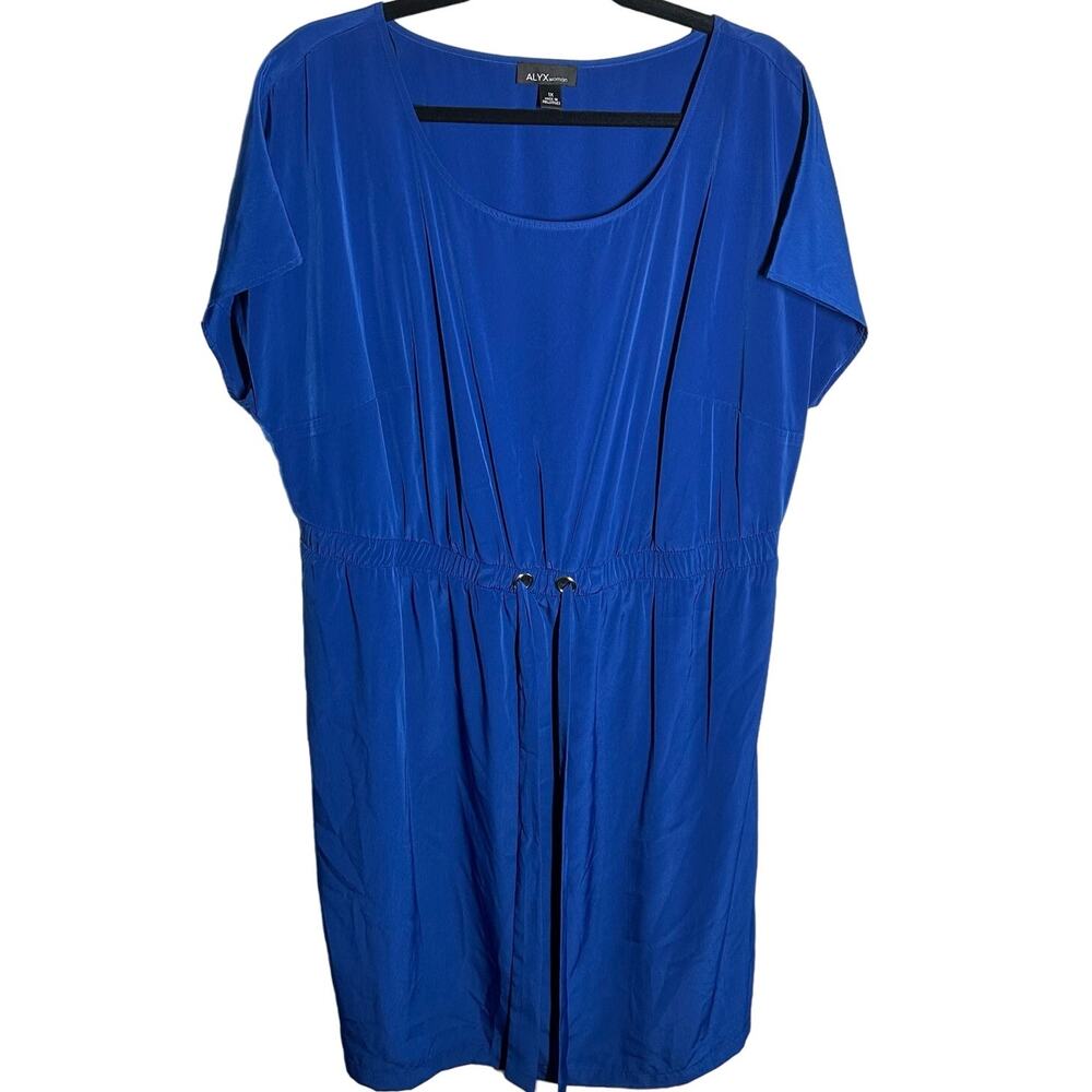 Alyx Woman Women's Royal Blue Drawstring Dress Size 1X Bold Short Sleeve‎